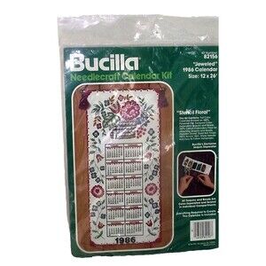Calendar Sequins Jeweled Kit 1986 Needlecraft Stencil Floral Bucilla 82156 NIP
